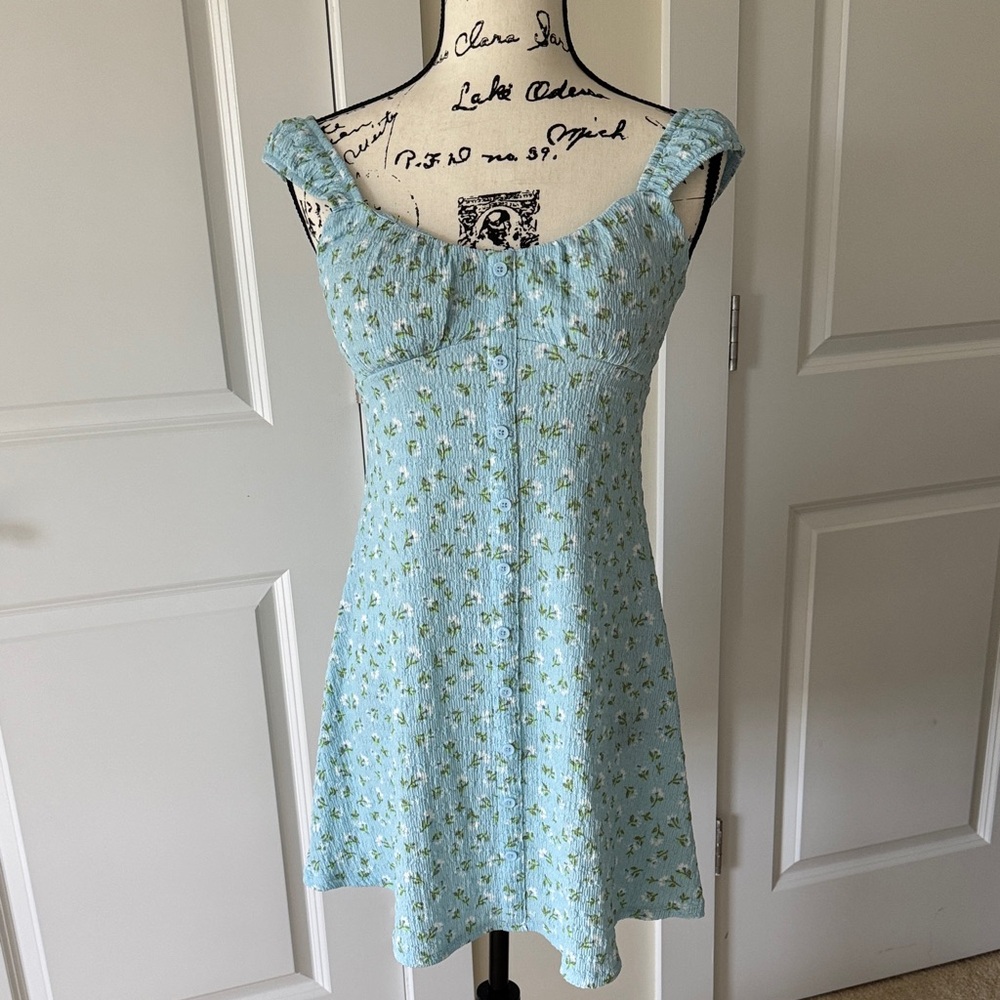 No Boundaries Light Blue Floral Mini Dress